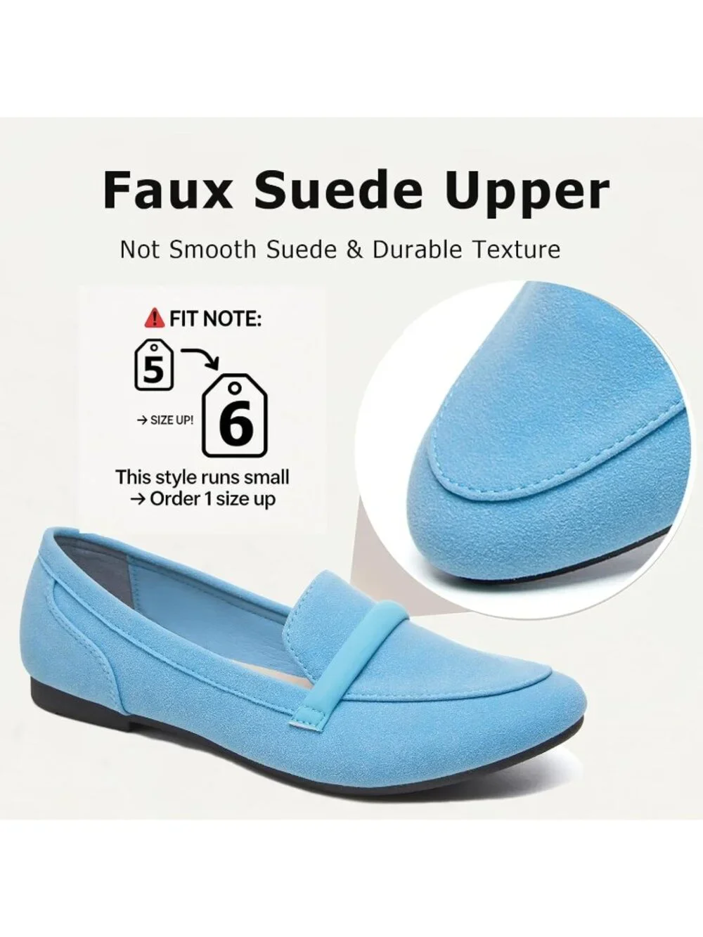Women's Blue Faux Leather Slip on Shoes Runs Small Ballet Flats Comfortable